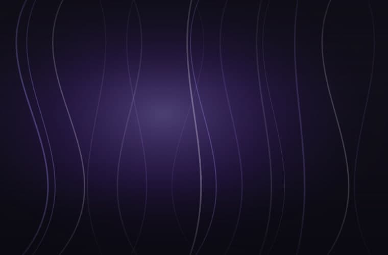Abstract brand artwork: fine strands falling through a bright violet spotlight on a near-black field