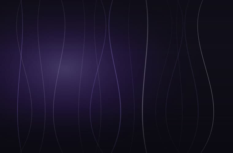 Abstract brand artwork: fine vertical strands under a soft violet spotlight on a near-black field