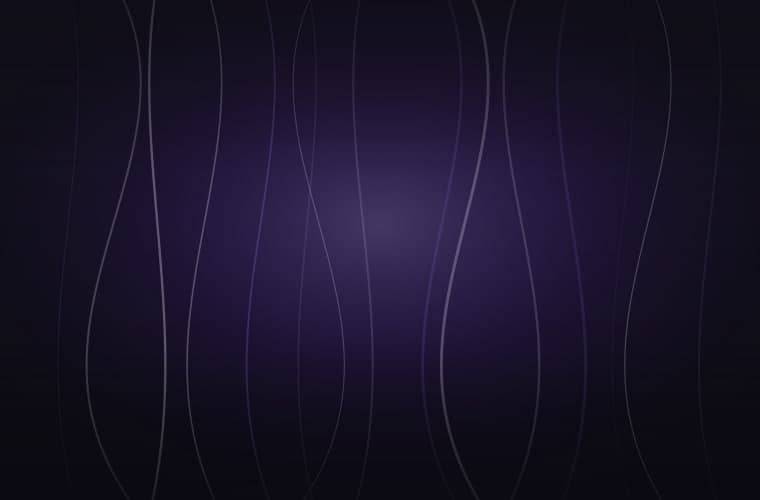 Abstract brand artwork: loose coiled arcs scattered across a near-black field under violet light
